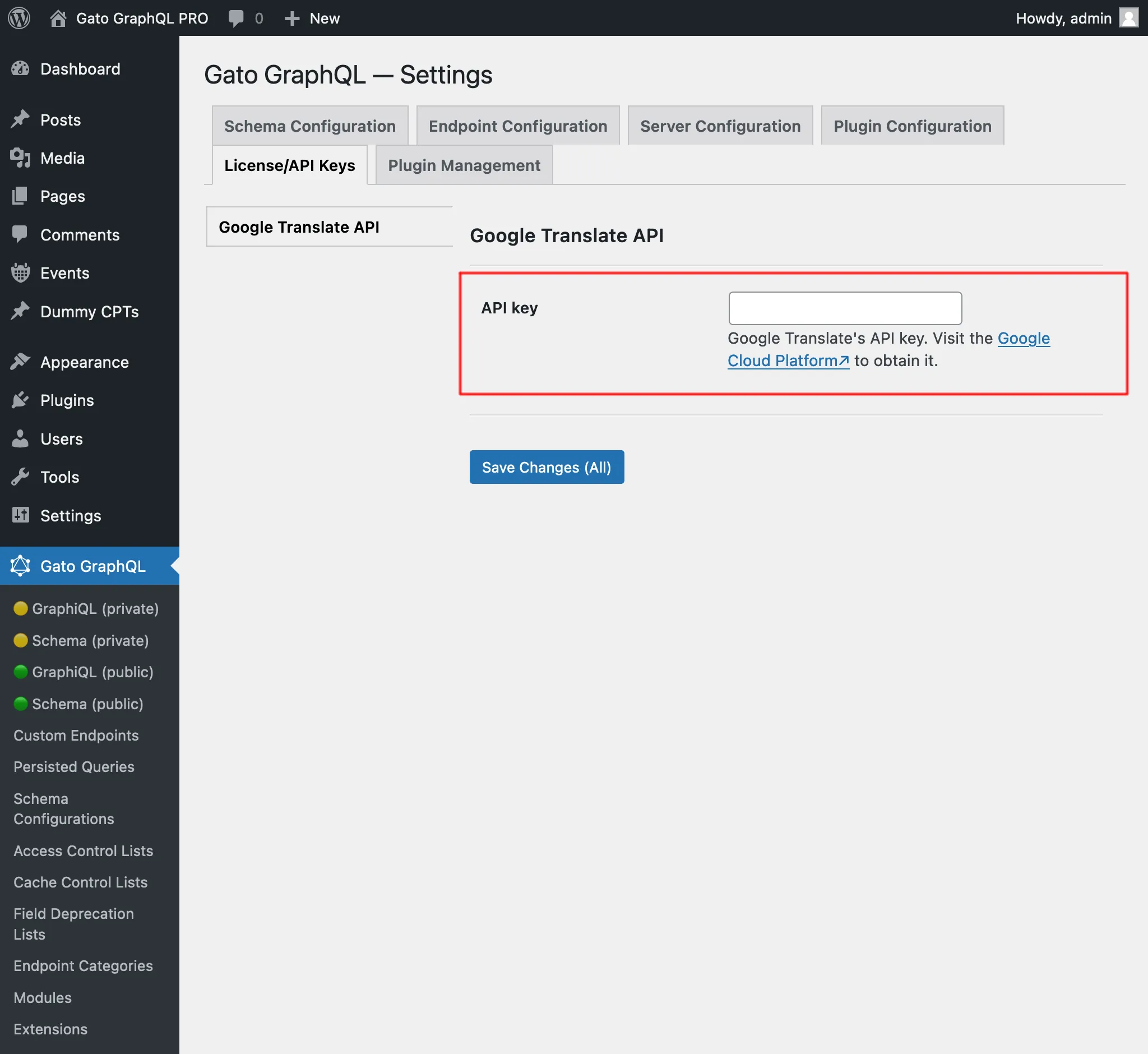 De API-sleutel van Google Translate instellen