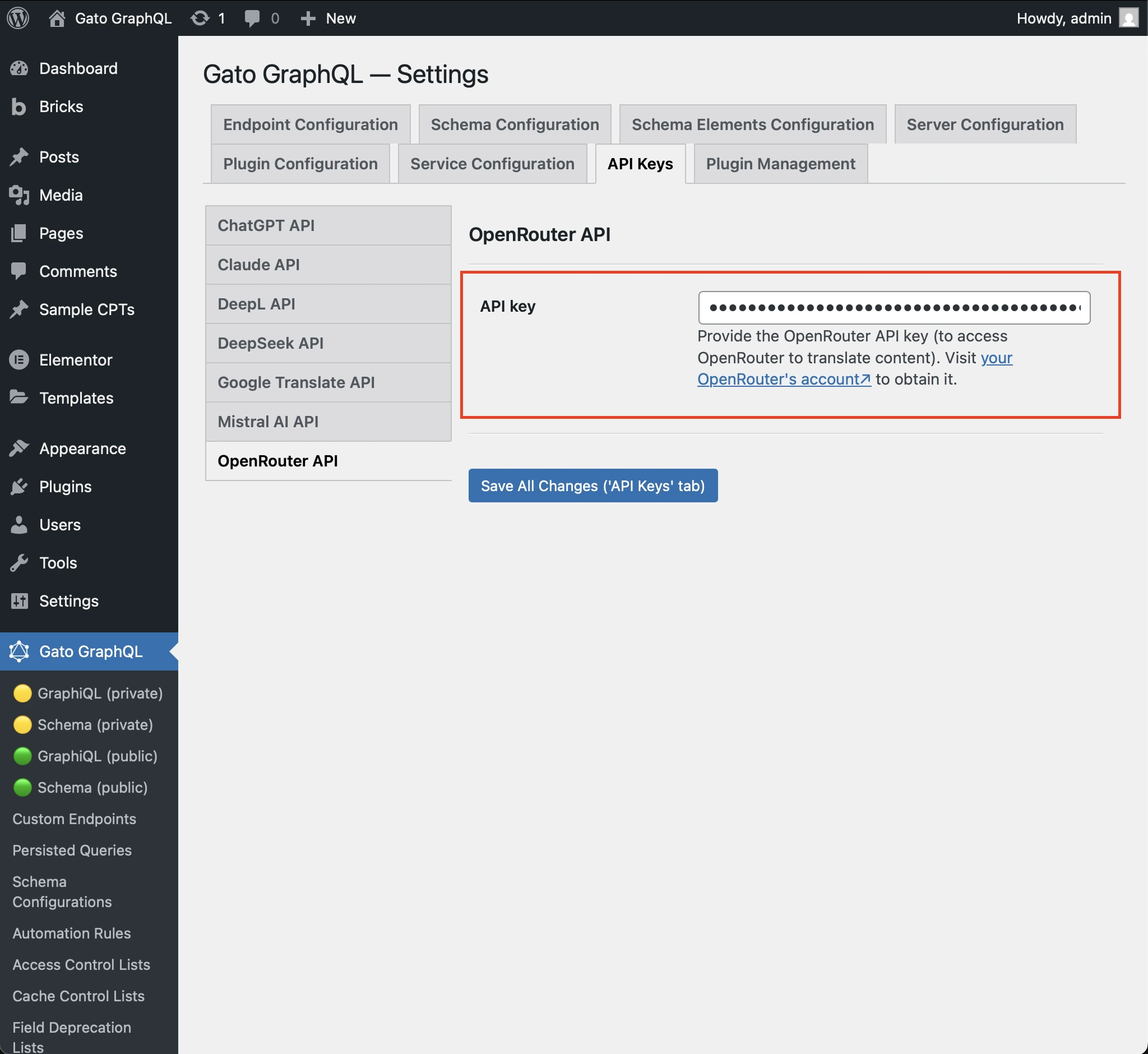 De API-sleutel van OpenRouter instellen