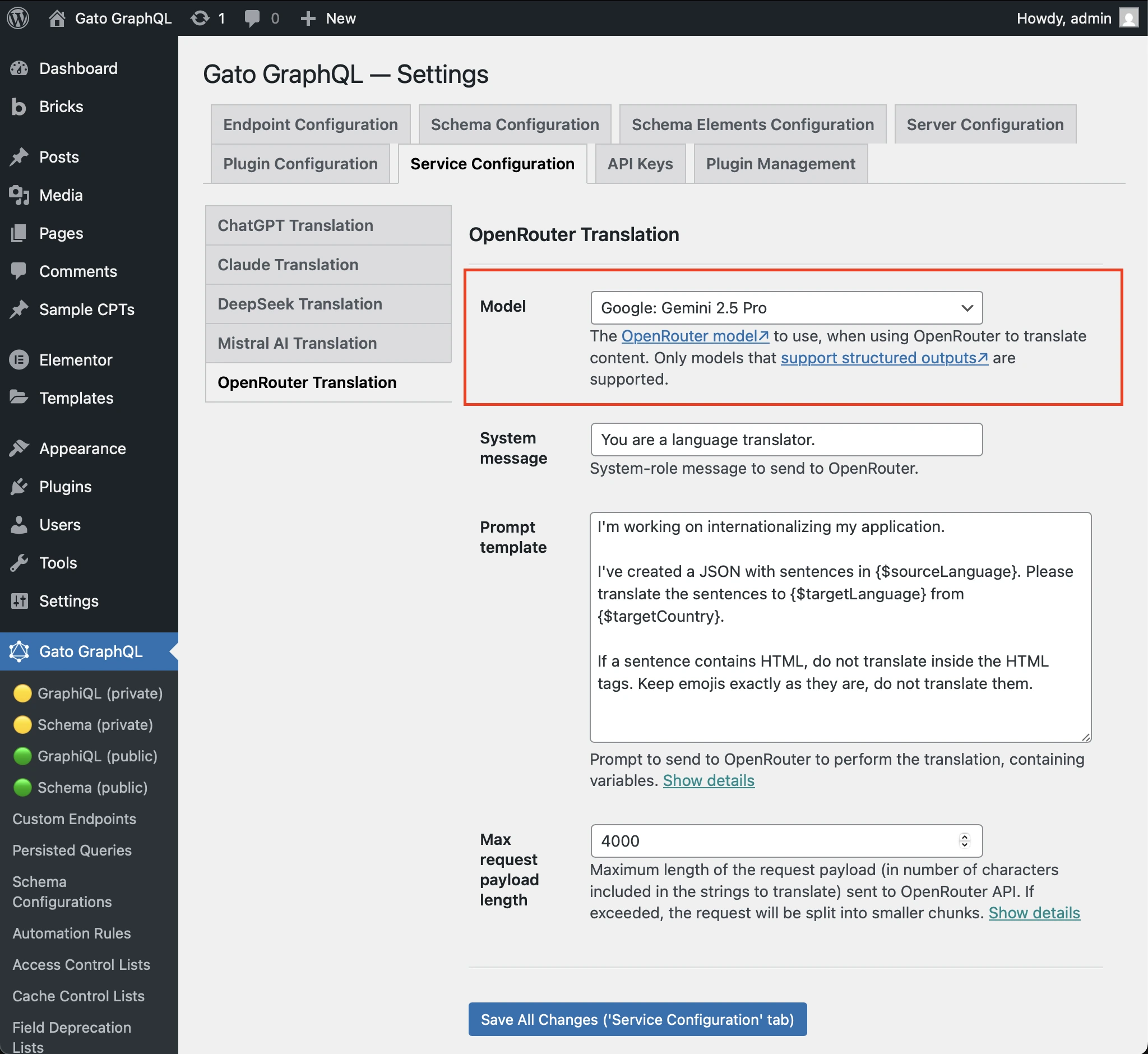 Het OpenRouter-model instellen