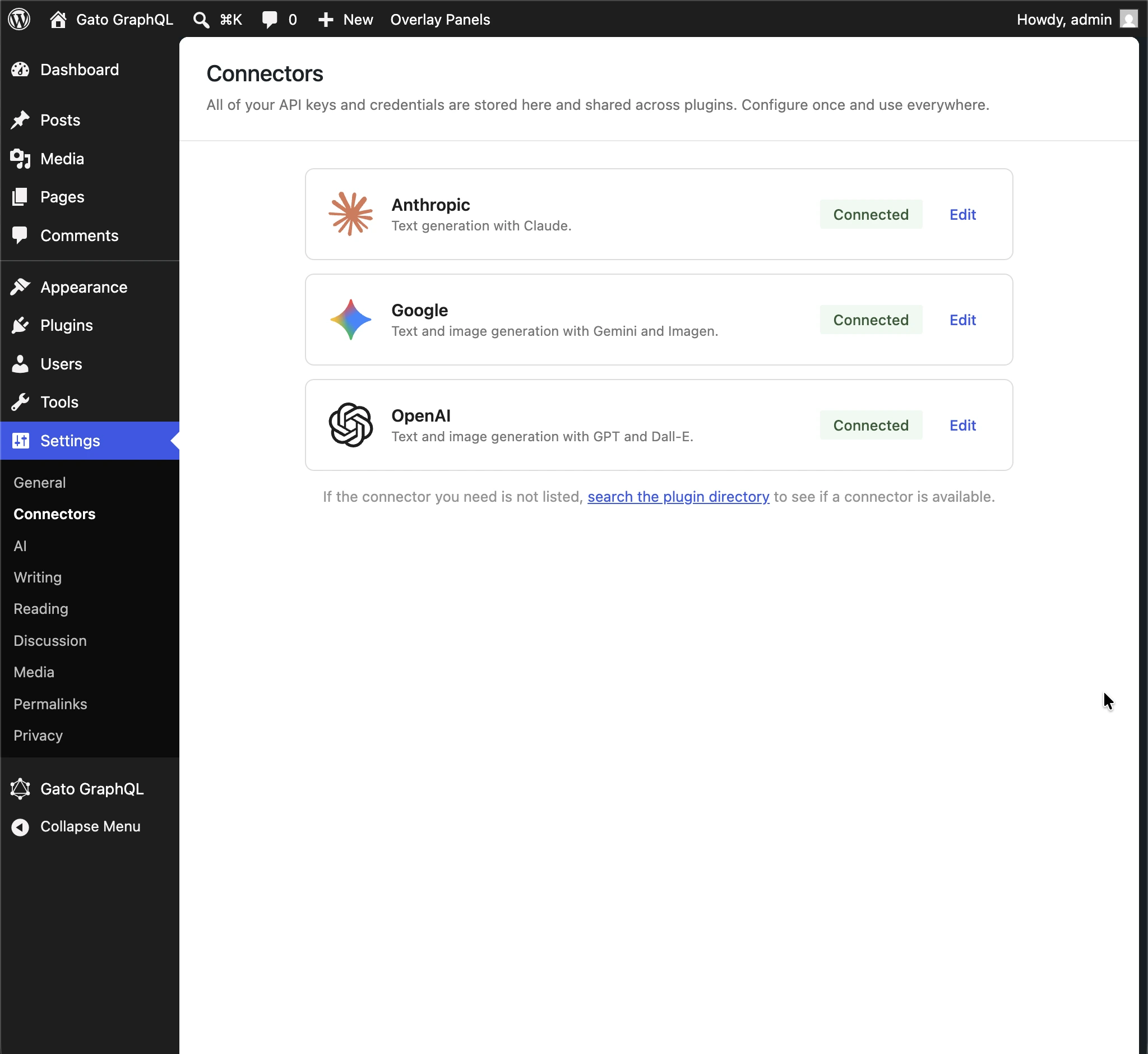 API-sleutel wordt overgenomen uit WordPress AI Connectors