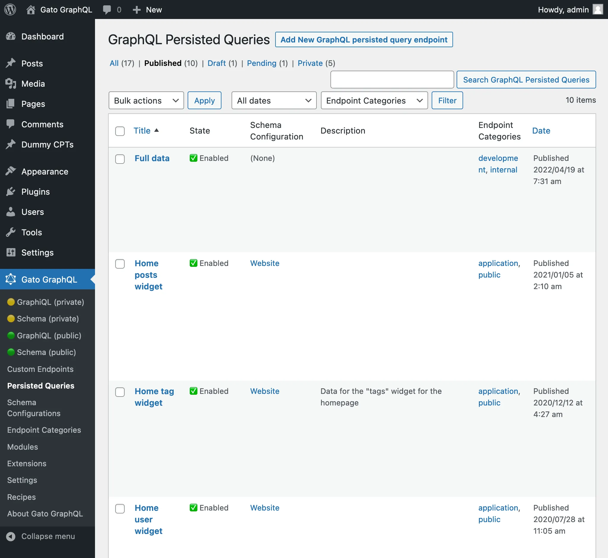Pagina met persisted queries