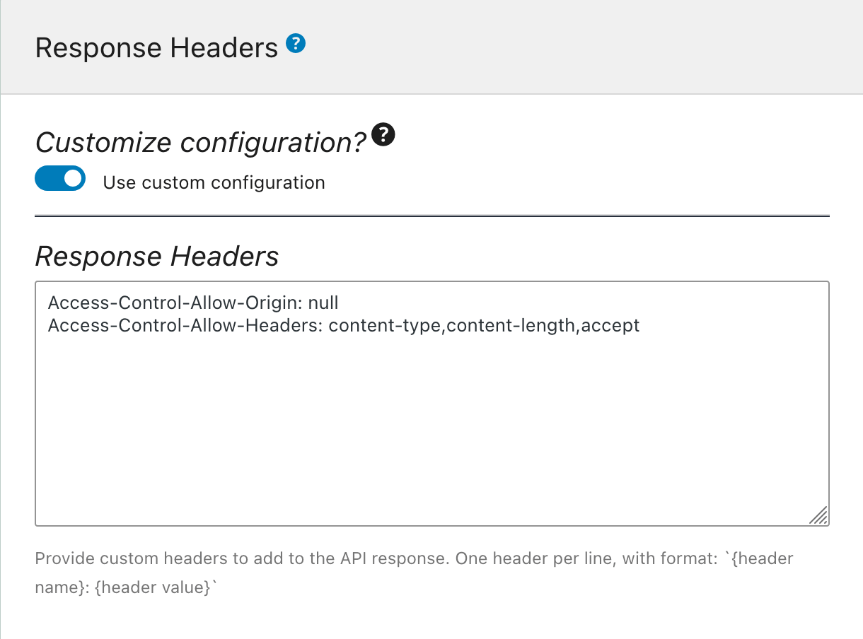 Responsheaders opgeven in de Schema Configuration