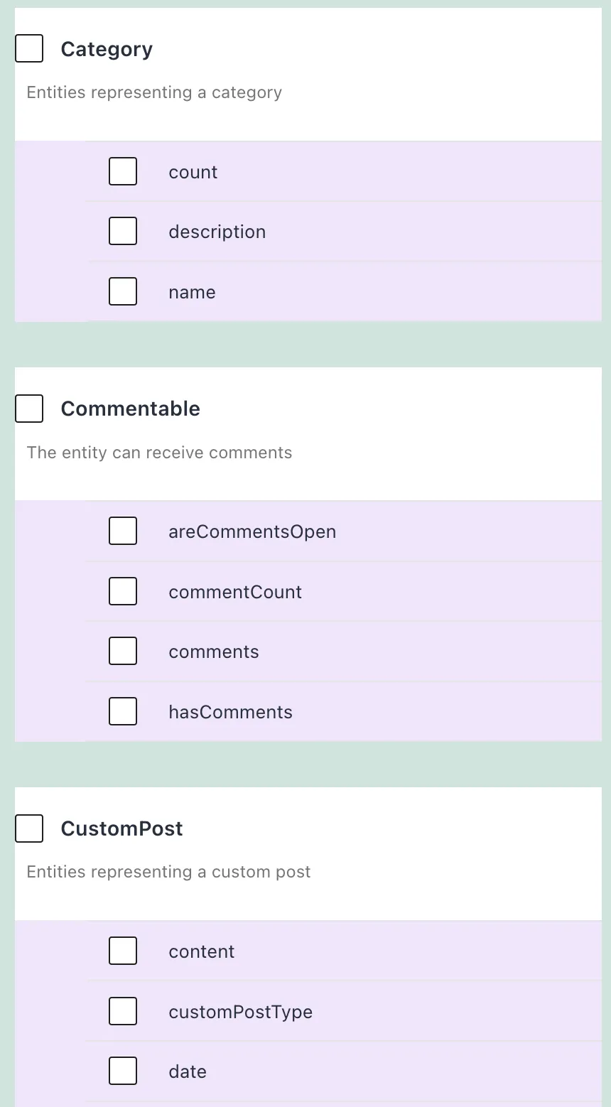 Een veld selecteren uit een interface