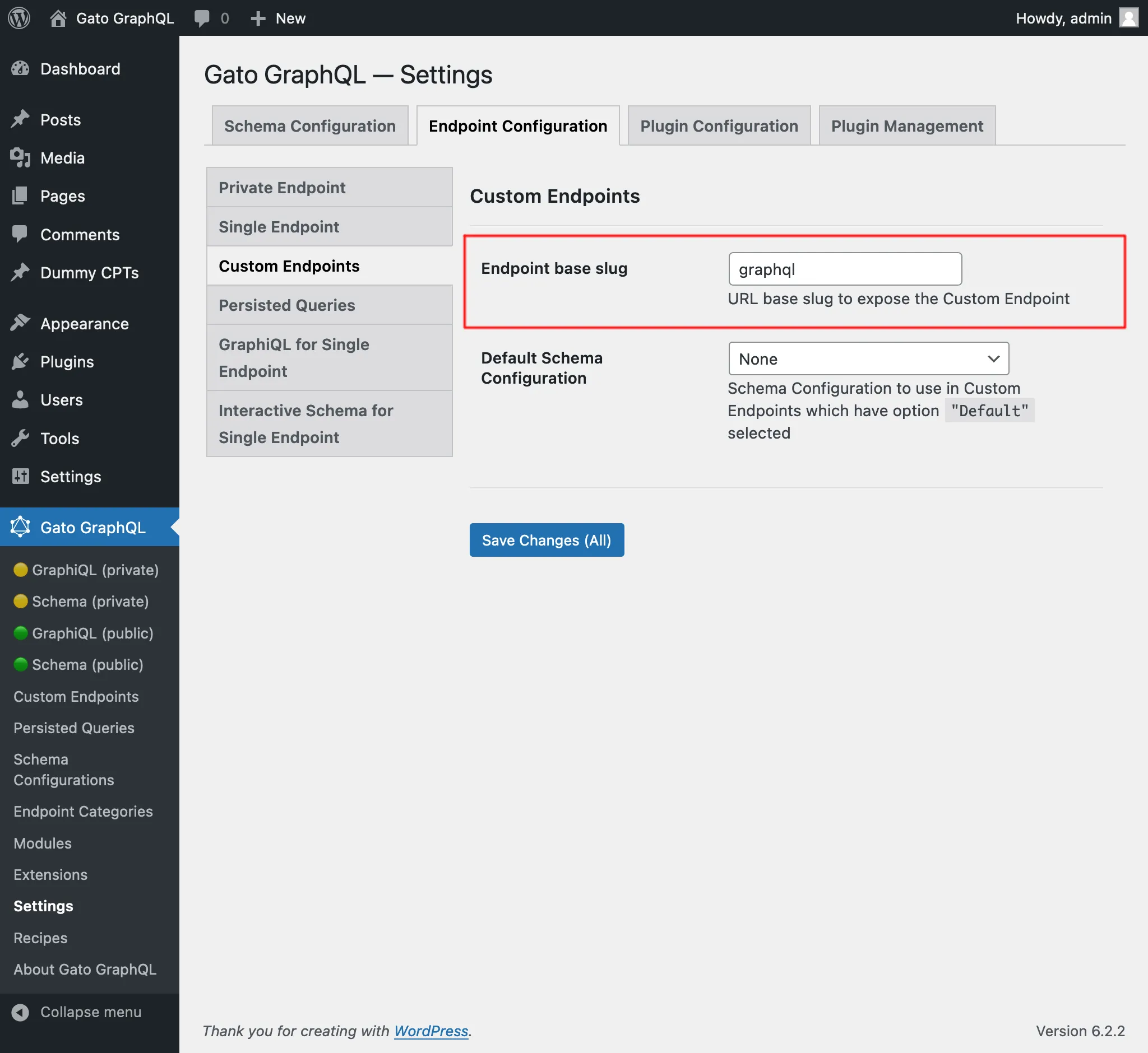 Aangepaste endpoints in Instellingen