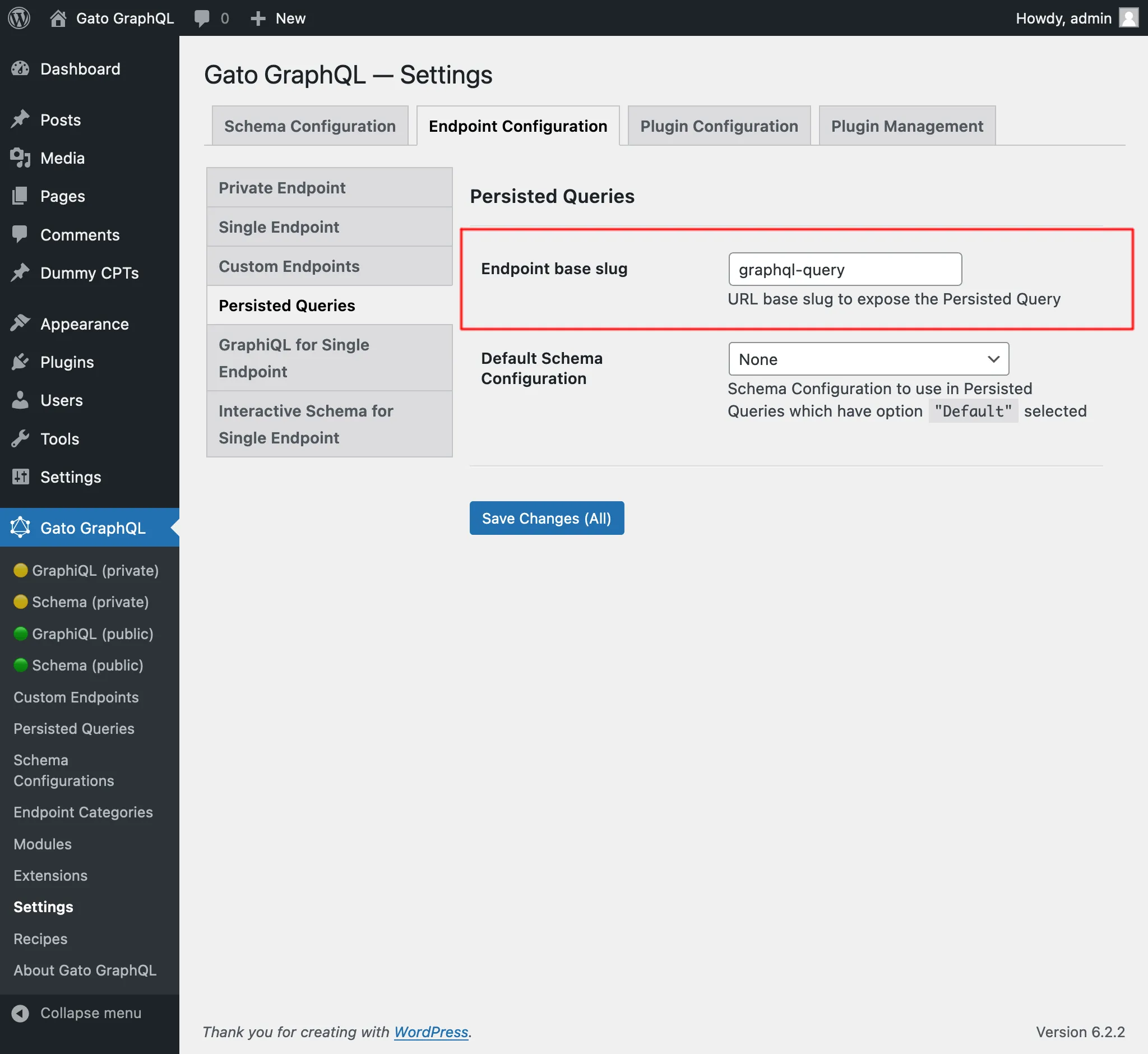 Instellingen voor persistente queries