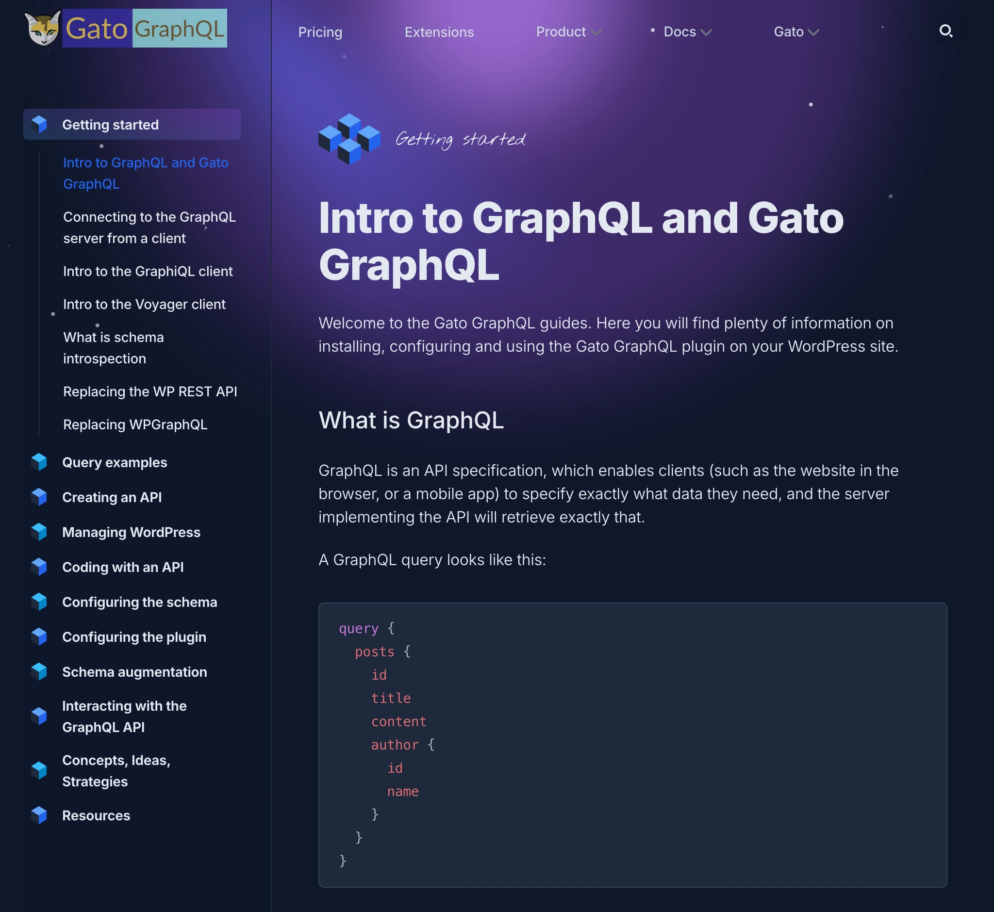 Documentatiesectie op gatographql.com