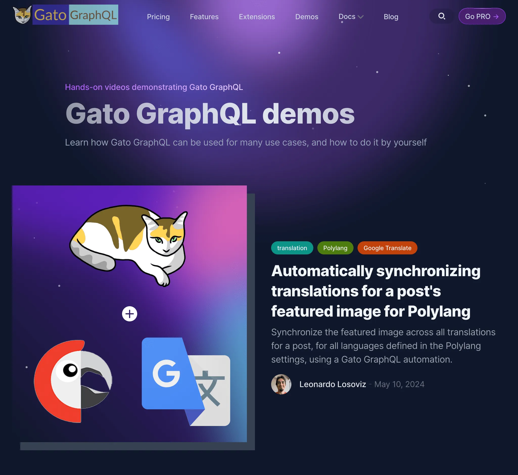 Demo-pagina op de website van Gato GraphQL