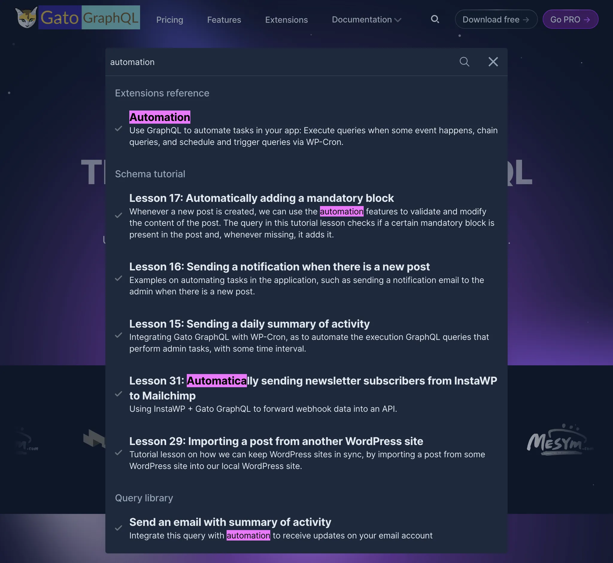 Zoeken op de nieuwe website van Gato GraphQL