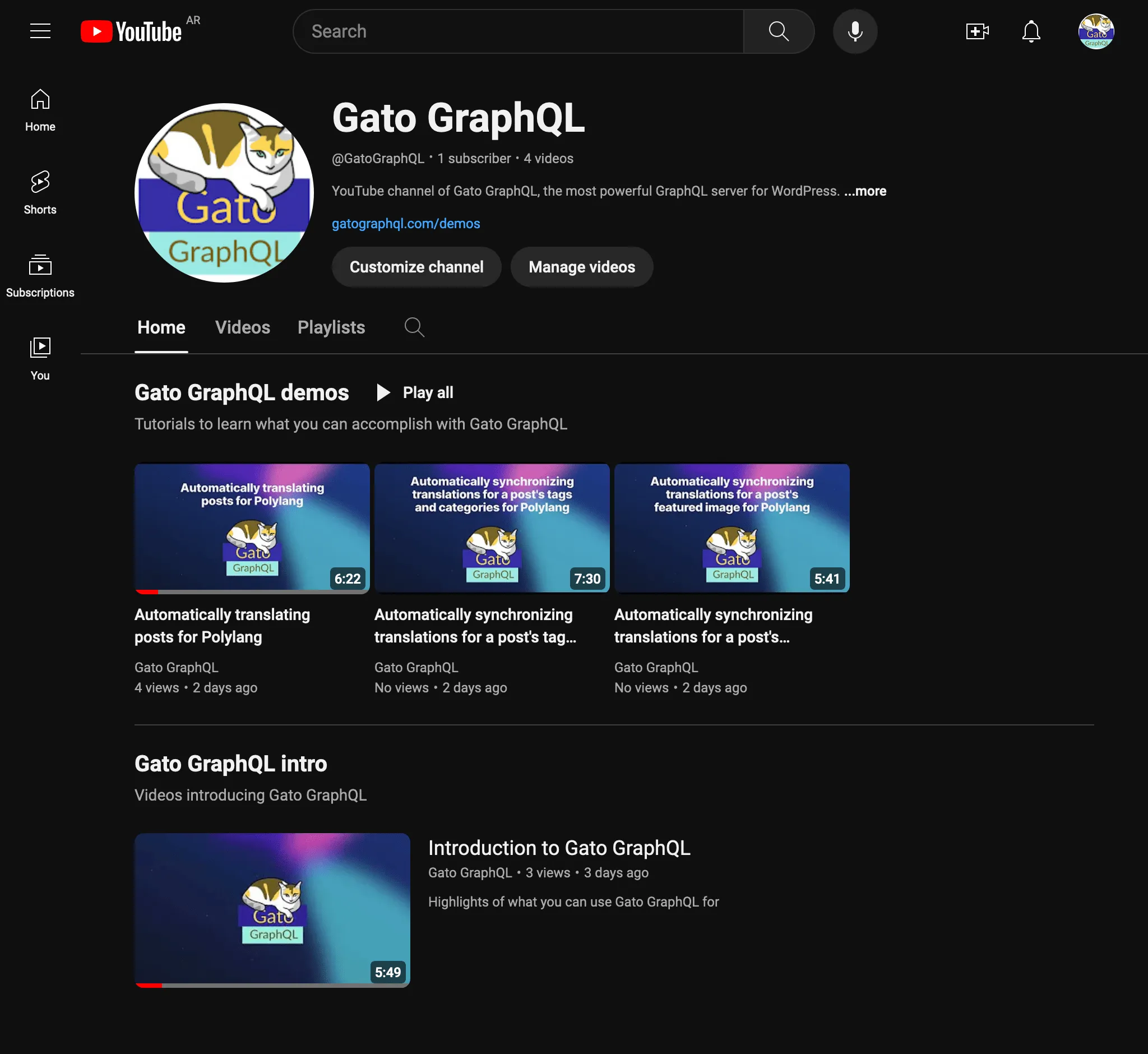 Gato GraphQL YouTube-kanaal