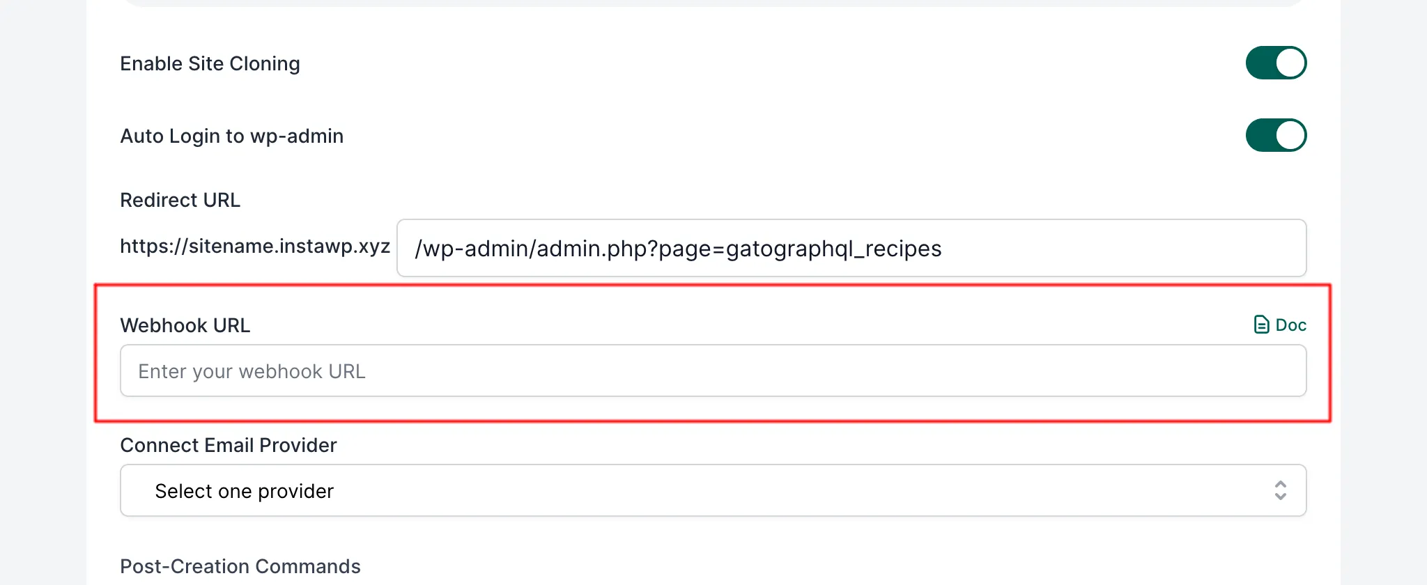 Geavanceerde opties voor InstaWP-templates
